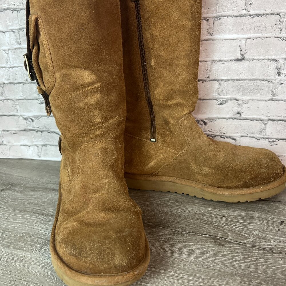 UGG 1968 Brown Retro Cargo Boots Size 5 Australia Leather Sheepskin - Picture 4 of 7